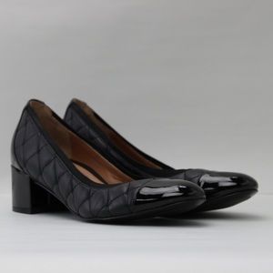 Vionic Quilted Leather Block-Heel Pumps -Black